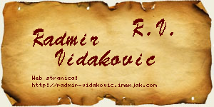 Radmir Vidaković vizit kartica